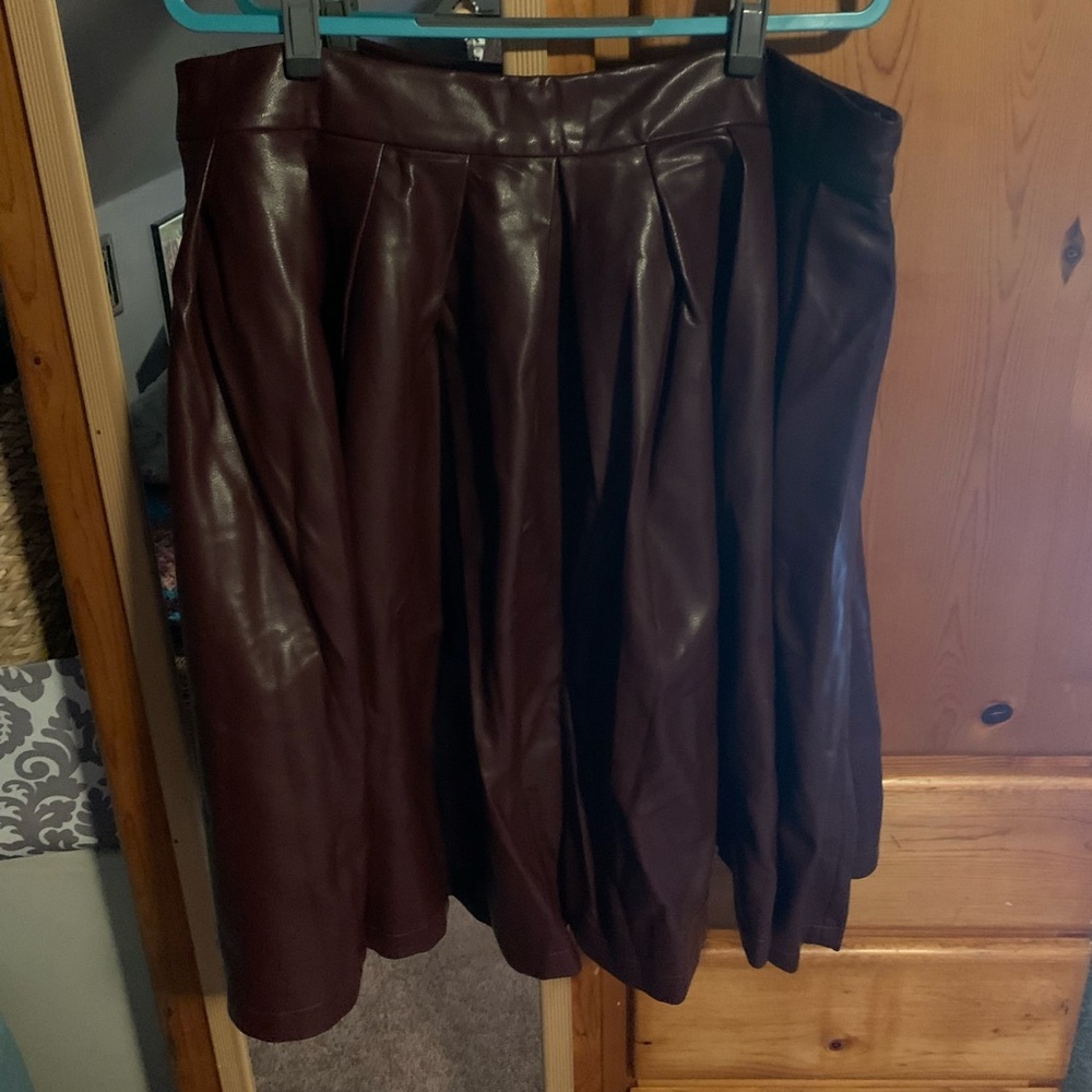 Leather look full skirt